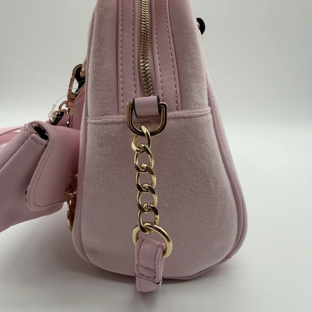 NWT Juicy Couture Queen Couture Velour Satchel Bag Charm Y2K Light Pink